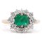Vintage 18k Two-Tone Gold Daisy Ring with Emerald and Diamonds, 1960s, Image 1