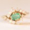 Vintage 14k Yellow Gold Daisy Ring with Emerald and Diamonds, 1970s 1