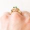 Vintage 14k Yellow Gold Daisy Ring with Emerald and Diamonds, 1970s 14