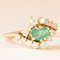 Vintage 14k Yellow Gold Daisy Ring with Emerald and Diamonds, 1970s 15