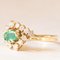 Vintage 14k Yellow Gold Daisy Ring with Emerald and Diamonds, 1970s 3