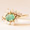 Vintage 14 Karat Gelbgold Gänseblümchen Ring mit Smaragd und Diamanten, 1970er 2