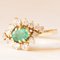 Vintage 14k Yellow Gold Daisy Ring with Emerald and Diamonds, 1970s 2