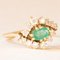 Vintage 14k Yellow Gold Daisy Ring with Emerald and Diamonds, 1970s 9