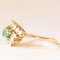 Vintage 14k Yellow Gold Daisy Ring with Emerald and Diamonds, 1970s 4