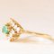 Vintage 14k Yellow Gold Daisy Ring with Emerald and Diamonds, 1970s, Image 4