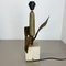 Lámpara de mesa de latón, bronce y travertino atribuida a Maison Charles, Francia, años 70, Imagen 5