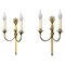 French Art Deco Brass Twin-Arm Sconces, 1930, Set of 2, Image 1