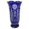 Bohemian Blue Cut to Clear Crystal Vase, 1980s 1