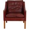 Modell 2207 Sessel aus rotem indischem Anilinleder von Børge Mogensen, 1990er 1
