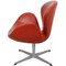 Chaise Swan en Cuir Rouge Original par Arne Jacobsen, 2000s 7