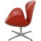 Swan Chair in Original Red Leather by Arne Jacobsen, 2000s 7