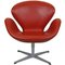 Chaise Swan en Cuir Rouge Original par Arne Jacobsen, 2000s 1