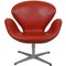 Swan Chair in Original Red Leather by Arne Jacobsen, 2000s 1