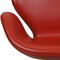 Swan Chair in Original Red Leather by Arne Jacobsen, 2000s 9