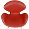 Swan Chair in Original Red Leather by Arne Jacobsen, 2000s 10