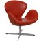 Swan Chair in Original Red Leather by Arne Jacobsen, 2000s 16