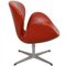 Swan Chair aus Rotem Original Leder von Arne Jacobsen, 2000er 3