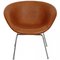 Sedia Pot in pelle color cognav di Arne Jacobsen, anni '80, Immagine 1