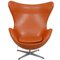 Egg Chair aus Cognacfarbenem Original Leder von Arne Jacobsen, 2000er 1
