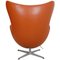 Chaise Egg en Cuir Cognac Original par Arne Jacobsen, 2000s 5