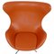 Chaise Egg en Cuir Cognac Original par Arne Jacobsen, 2000s 9