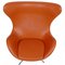 Egg Chair aus Cognacfarbenem Original Leder von Arne Jacobsen, 2000er 9