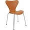 Sedia nr. 3107 della serie Seven in pelle marrone di Arne Jacobsen per Fritz Hansen, inizio XXI secolo, Immagine 1