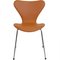 Sedia nr. 3107 della serie Seven in pelle marrone di Arne Jacobsen per Fritz Hansen, inizio XXI secolo, Immagine 3