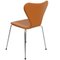 Silla Series Seven modelo 3107 de cuero marrón de Arne Jacobsen para Fritz Hansen, década de 2000, Imagen 11