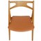 Sawbuck Esszimmerstühle aus Eiche & Cognac Anilin Leder von Hans Wegner, 1970er, 6 . Set 7