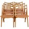 Sawbuck Dining Chairs in Oak and Cognac Anilin Leather by Hans Wegner, 1970s, Set of 6, Image 2