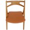 Sawbuck Dining Chairs in Oak and Cognac Anilin Leather by Hans Wegner, 1970s, Set of 6, Image 6