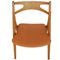 Sedie da pranzo Sawbuck in quercia e pelle color cognac di Hans Wegner, anni '70, set di 6, Immagine 8