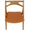 Sawbuck Dining Chairs in Oak and Cognac Anilin Leather by Hans Wegner, 1970s, Set of 6, Image 5