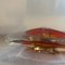 Large Modernist Red Sommerso Murano Glass Triangular Ashtray attributed to Seguso, 1960s 2