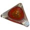 Großer Modernistischer Roter Sommerso Murano Glas Dreieckiger Aschenbecher, Seguso zugeschrieben, 1960er 1