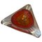 Large Modernist Red Sommerso Murano Glass Triangular Ashtray attributed to Seguso, 1960s 1