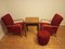 Checkerboard Table with Armchairs and Tabouret by Jindřich Halabala, 1930, Set of 4 1