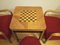 Checkerboard Table with Armchairs and Tabouret by Jindřich Halabala, 1930, Set of 4 2