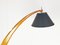 Mid-Century Rispal Style Curved Wood & Brass Floor Lamp from Valzania, 1940s 2