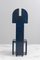 Postmoderner blauer Stuhl mit hoher Rückenlehne, 1980er 4