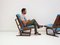 Wooden Lounge Chairs with Molded Plywood Backrest and Blue Upholstery, Set of 2 6