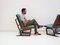 Wooden Lounge Chairs with Molded Plywood Backrest and Blue Upholstery, Set of 2, Image 6