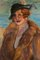 Antonio Feltrinelli, Lady with Fur, Painting, 1930s, Image 3