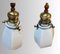Lámpara de techo vintage pequeña en forma de campana con cerámica esmaltada en blanco y accesorios de latón, años 40, Imagen 3