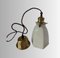 Lampada da soffitto piccola vintage a forma di campana con accessori in ottone e ceramica smaltata bianca, anni '40, Immagine 4