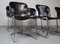 Black Leather and Chrome Dining Chairs, Italy, 1970s, Set of 6, Image 4