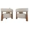 Italian Armchairs in Wood and White Boucle, Set of 2 2