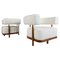 Italian Armchairs in Wood and White Boucle Fabric, Set of 2 1